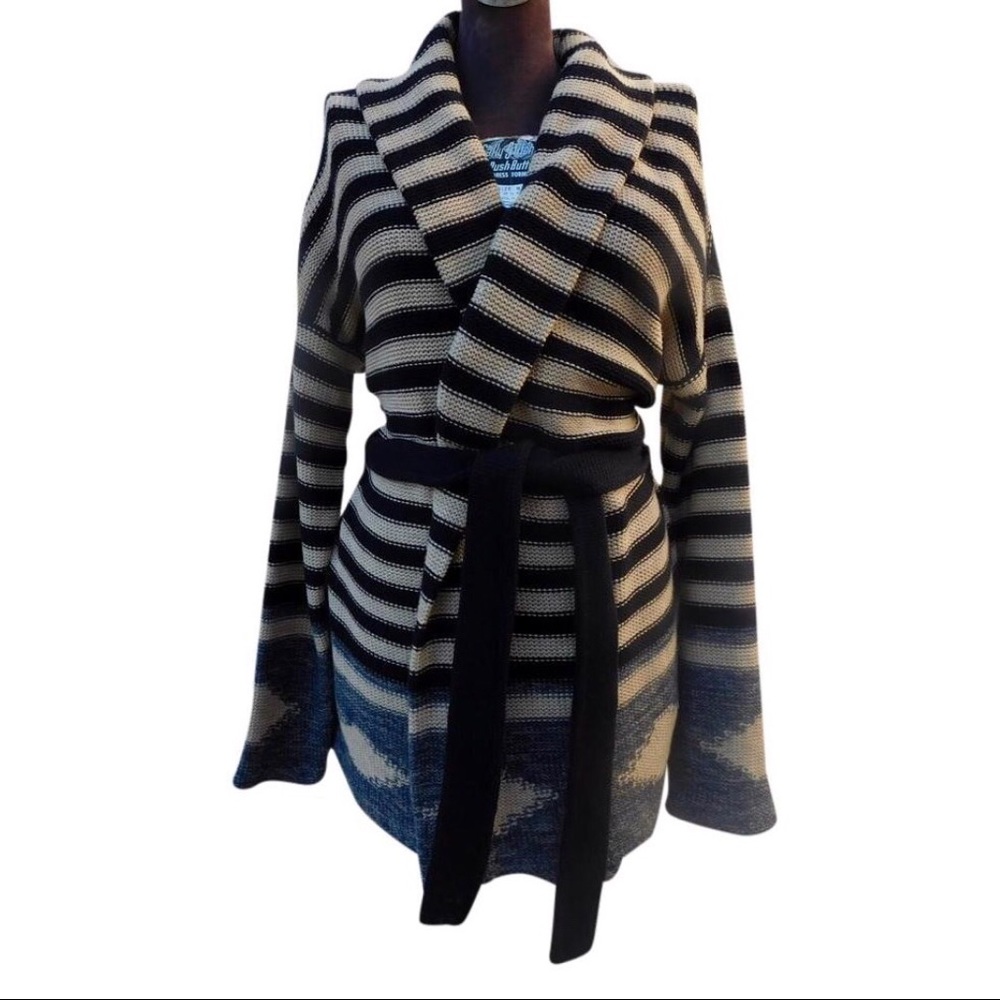 Striped wrap sweater cardigan